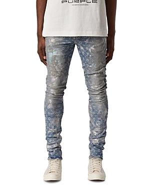 Purple Brand Slim Fit Jeans In Holographic Indigo Jacquard