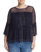 Lucky Brand Plus Bell Sleeve Peasant Top