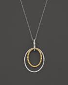 Yellow And White Diamond Oval Pendant Necklace In 14k White And Yellow Gold, 17 - 100% Exclusive