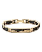 David Yurman 18k Yellow Gold Waves I.d. Link Bracelet With Forged Carbon