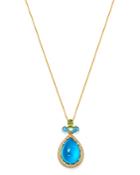 Bloomingdale's Swiss Blue Topaz, Peridot & Diamond Pendant Necklace In 14k Yellow Gold, 18 - 100% Exclusive