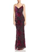 Likely Midori Floral Velvet Burnout Gown
