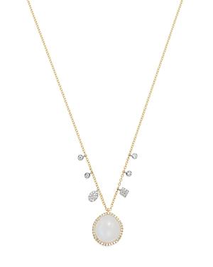 Meira T 14k White & Yellow Gold Rainbow Moonstone & Diamond Charm Necklace, 16
