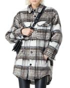 The Kooples Fuzzy Plaid Shirt Jacket