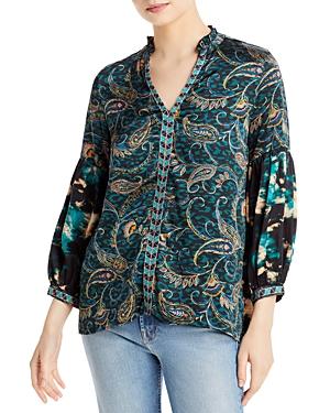 Johnny Was Twilight Shadow Ruffled Peasant Top