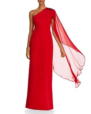 Adrianna Papell One-shoulder Cape Gown
