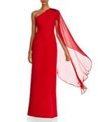Adrianna Papell One-shoulder Cape Gown