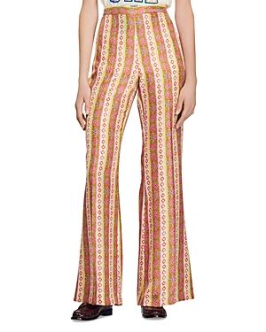 Sandro Before Floral Stripe Wide Leg Pants