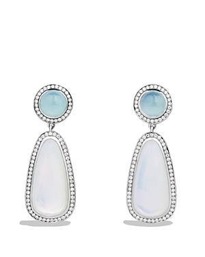 David Yurman Cerise Double Drop Earrings With Moon Quartz, Milky Aquamarine & Diamonds