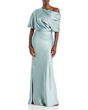 Amsale Draped Satin One Shoulder Dress