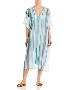 Echo Beach Striped Caftan Maxi Dress Swim Cover-up