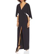 Halston Heritage Color-blocked Cape-sleeve Gown
