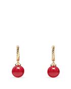 David Yurman Solari Hoop Earrings With Red Enamel In 18k Gold