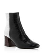 Freda Salvador Women's Charm Square Toe Croc-embossed Patent Leather Booties