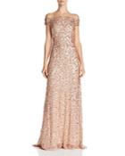 Adrianna Papell Off-the-shoulder Sequined Gown