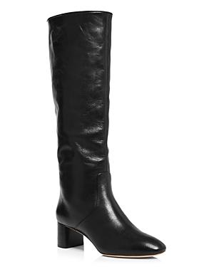 Loeffler Randall Women's Gia Pointed-toe Knee-high Leather Mid-heel Boots