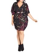 City Chic Plus Belted Printed Dress