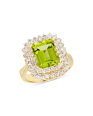 Bloomingdale's Peridot & Diamond Statement Ring In 14k Yellow Gold - 100% Exclusive