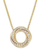 David Yurman 18k Yellow Gold Diamond Spiral Circle Pendant Necklace, 17
