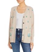 C By Bloomingdale's Cashmere Floral Embroidered Pointelle Grandfather Cashmere Cardigan - 100% Exclusive