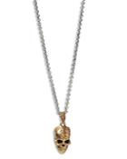 John Varvatos Collection Men's Sterling Silver & Brass Skull Pendant Necklace, 24