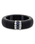 Roberto Demeglio 18k White Gold & Matte Black Ceramic Ring With Diamonds & Blue Sapphires