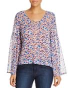 Sanctuary Lila Lace-up Bell Sleeve Floral Blouse - 100% Exclusive
