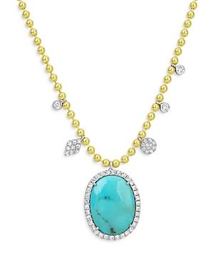 Meira T 14k White & Yellow Gold Turquoise & Diamond Pendant Necklace, 18
