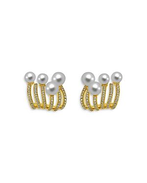 Hueb 18k Yellow Gold Spectrum Diamond And Cultured Freshwater Pearl Earrings