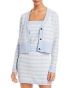 Aqua Gingham Stripe Cropped Cardigan - 100% Exclusive
