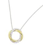 Frederic Sage 18k White & Yellow Gold Diamond Halo Pendant Necklace, 16
