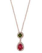 Bloomingdale's Multicolor Tourmaline & Diamond Pendant Necklace In 14k Rose Gold, 18 - 100% Exclusive