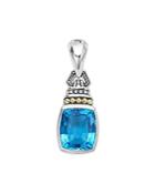 Lagos 18k Gold And Sterling Silver Caviar Color Pendant With Swiss Blue Topaz