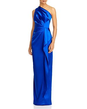 Teri Jon By Rickie Freeman Satin One Shoulder Gown