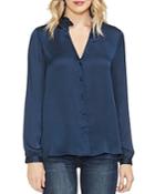 Vince Camuto Petites Ruffled Button-down Blouse