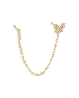 Adinas Jewels Gold Butterfly Initial Chain Earrings