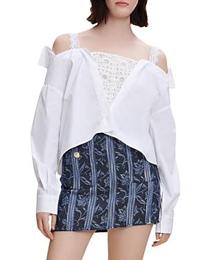 Maje Levita Cotton Cold-shoulder Top