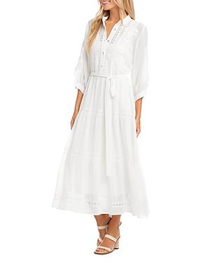 Karen Kane Embroidered Tiered Tie Front Dress