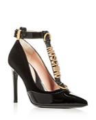 Moschino Women's Velvet & Patent Leather T-strap Pumps