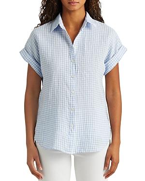Lauren Ralph Lauren Gingham Linen Short Dolman Sleeve Shirt