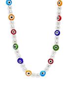 Aqua Simulated Pearl & Glass Necklace, 14.3 - 100% Exclusive