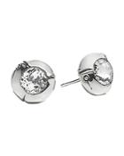 John Hardy Sterling Silver Bamboo Small Round Stud Earrings With White Topaz