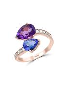 Bloomingdale's Amethyst, Tanzanite & Diamond Ring In 14k Rose Gold - 100% Exclusive