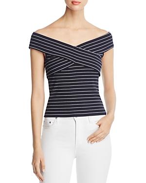 Cupcakes And Cashmere Lori Striped Off-the-shoulder Top