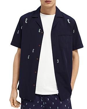 Scotch & Soda Seahorse Print Slim Fit Camp Shirt