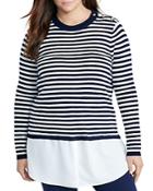 Lauren Ralph Lauren Plus Mixed Media Stripe Sweater