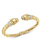 Bloomingdale's Diamond Panther Bangle Bracelet In 14k Yellow & White Gold, 0.08 Ct. T.w. - 100% Exclusive