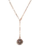 Roberto Coin 18k Rose Gold Palazzo Ducale Black & White Diamond Floral Motif Locket Lariat Necklace, 19