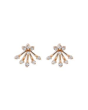 Hueb 18k Rose Gold Luminus Diamond Fan Stud Earrings
