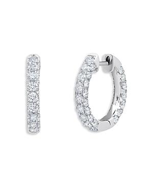 Graziela Gems 18k White Gold Diamond Three Sided Hoop Earrings